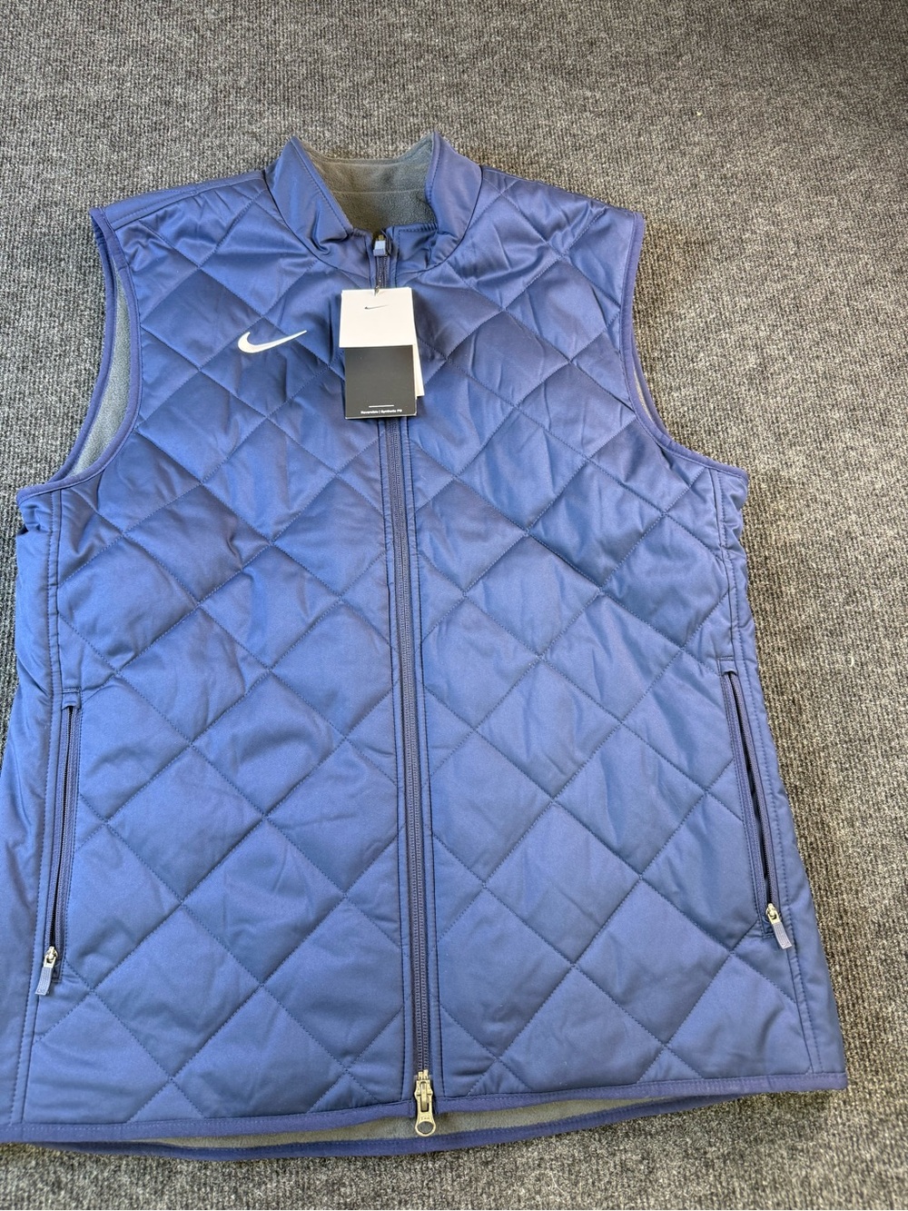 Nike Men’s Quilted Blue and Gray reversible performance Vest